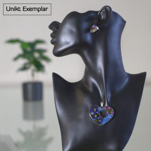 Renata - Kombination med berlock och örhängen, blå, lila, grön
