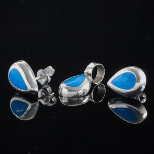 Aditi - Kombination med berlock och örhängen, silver, blå