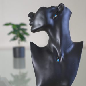 Aditi - Kombination med berlock och örhängen, silver, blå