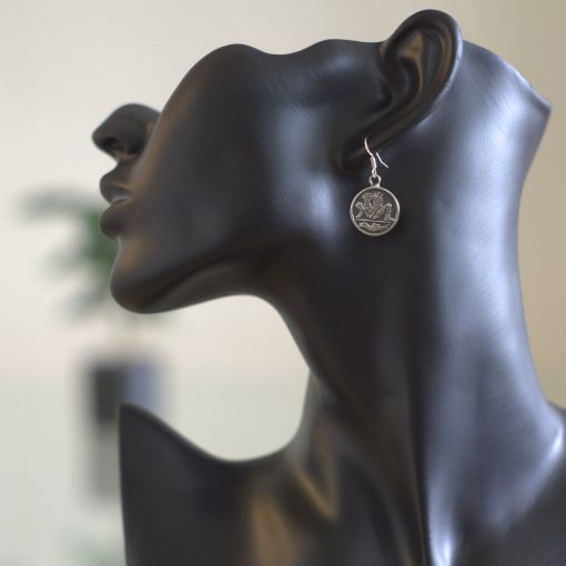 Chac mool - Silver örhängen med mayan figur